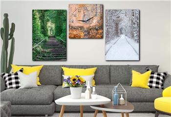 DOĞA GÖRSELLİ CAM TABLO SAAT SETİ 