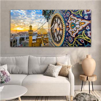 Tableau en verre à thème religieux avec horloge centrale horizontale  038