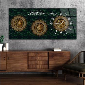 لوحة زجاجية أفقية ذات طابع ديني مع ساعة جانبية 059