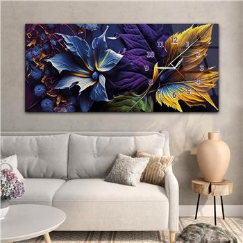 Horizontal bedrucktes Glas mit Kunst und Naturthema und einer Uhr an der Seite 192