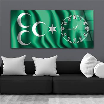 Horizontal bedrucktes Glas mit Nationenthema und einer Uhr an der Seite 010