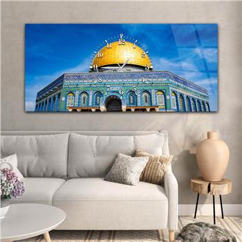 Tableau en verre à thème religieux avec horloge centrale horizontale  034