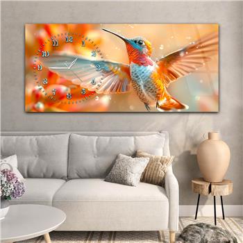 Yatay Saatli Yandan Sanat Temalı Cam Tablo 367