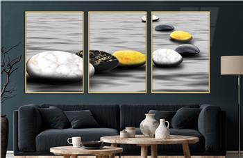 Alüminyum Çerçeveli Sanat Temalı 3lü Set CAM Tablo 0067