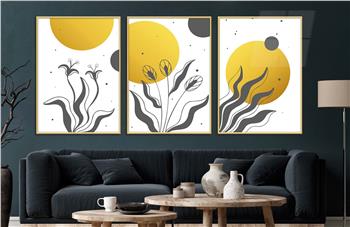 Alüminyum Çerçeveli Sanat Temalı 3lü Set CAM Tablo 0010