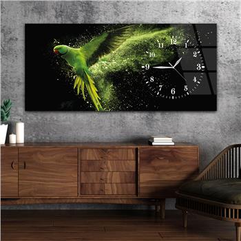 Horizontal bedrucktes Glas mit Kunst und Naturthema und einer Uhr an der Seite 091