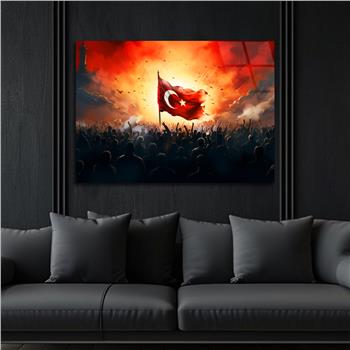 Yatay VatanTemalı Cam Tablo 112