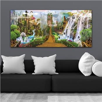 Yatay Saatli Yandan Sanat ve Doğa Temalı Cam Tablo 011