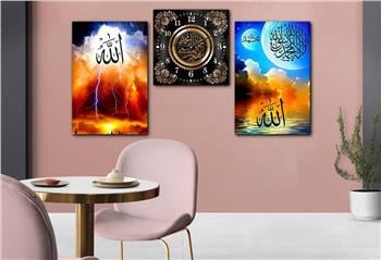 Ensemble de Tableaux et d’horloge 2 pièce sur le thème religieux