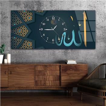 Tableau en verre à thème religieux avec horloge centrale horizontale  013