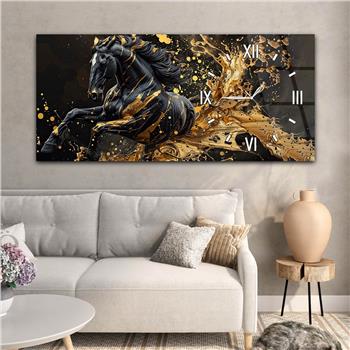 Yatay Saatli Yandan Sanat Temalı Cam Tablo 311