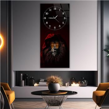 Dikey Üstten Saatli Sanat Temalı Cam Tablo 082