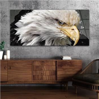 Horizontal bedrucktes Glas mit Kunst und Naturthema und einer Uhr an der Seite 080