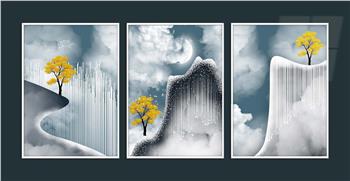 Alüminyum Çerçeveli Sanat Temalı 3lü Set MDF Tablo 0069