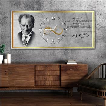 Tableau en verre sur le thème de la nation avec horloge centrale horizontale  029