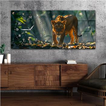 Yatay Saatli Yandan Sanat Temalı Cam Tablo 360