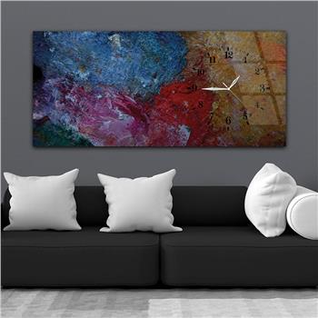 Horizontal bedrucktes Glas mit Kunst und Naturthema und einer Uhr an der Seite 043