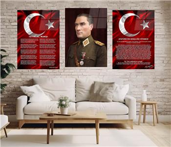  3lü Set VatanTemalı Cam Tablo 32