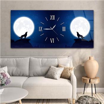 Horizontaal, in Het Midden Voorzien Van Een Klok, Kunst En Natuur Thema Gehard Glasschilderij 100