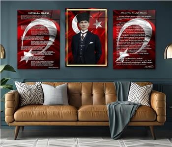  3lü Set VatanTemalı Cam Tablo 29