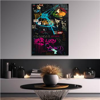 Dikey Sanat Temalı Cam Tablo 536