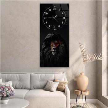 Dikey Üstten Saatli Sanat Temalı Cam Tablo 090