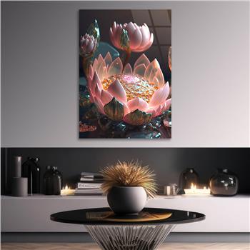 Dikey Sanat Temalı Cam Tablo 450