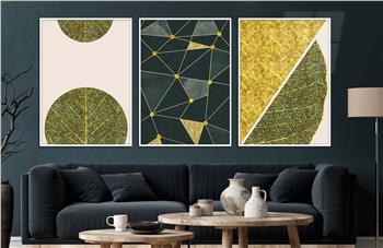 Alüminyum Çerçeveli Sanat Temalı 3lü Set CAM Tablo 0055