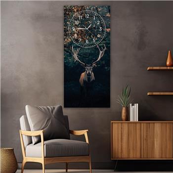 Dikey Üstten Saatli Sanat Temalı Cam Tablo 010