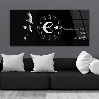 Tableau en verre sur le thème de la nation avec horloge centrale horizontale  019