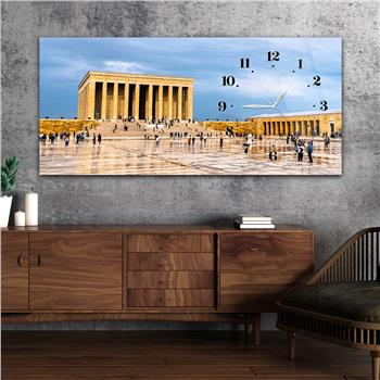 Yatay Saatli Yandan Vatan Temalı Cam Tablo 024