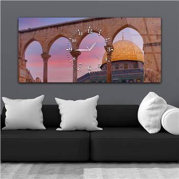 Tableau en verre à thème religieux avec horloge centrale horizontale  041