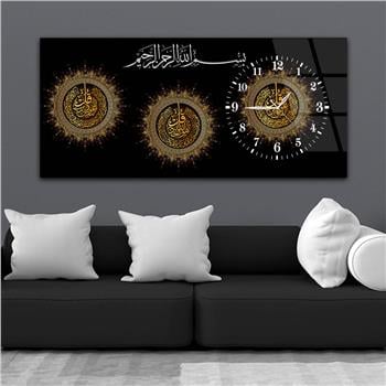 لوحة زجاجية أفقية ذات طابع ديني مع ساعة جانبية 054