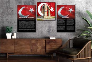 İSTİKLAL MARŞI GENÇLİĞE HİTABE CAM TABLO SETİ