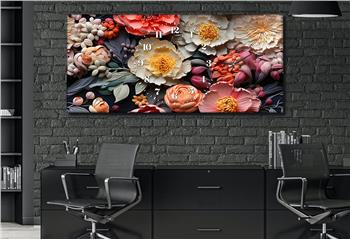 Yatay Saatli Yandan Sanat Temalı Cam Tablo 250