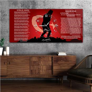 Tableau en verre sur le thème de la nation avec horloge centrale horizontale  050