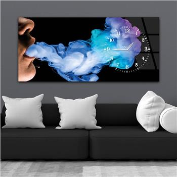 Yatay Saatli Yandan Sanat ve Doğa Temalı Cam Tablo 024