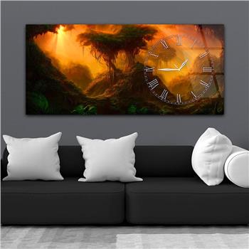 Yatay Saatli Yandan Sanat Temalı Cam Tablo 261