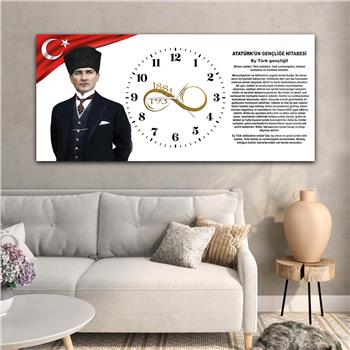 Tableau en verre sur le thème de la nation avec horloge centrale horizontale  023