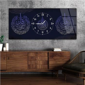 Tableau en verre à thème religieux avec horloge centrale horizontale  075