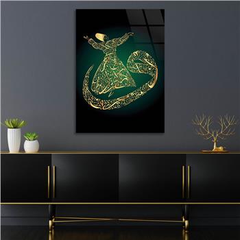 AYETLİ SEMAZENLİ VAV GÖRSELLİ CAM TABLO