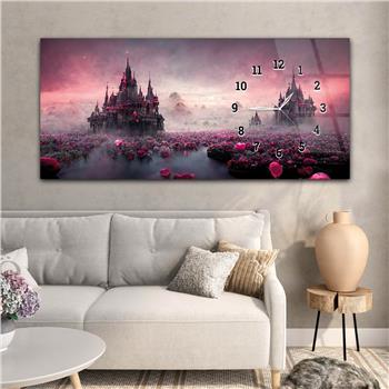 Horizontaal, Aan De Zijkant Voorzien Van Een Klok, Kunst en Natuur Thema Gehard Glasschilderij 223