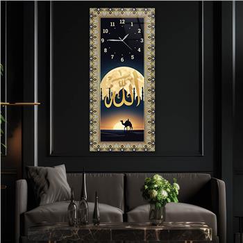 لوحة زجاجية أفقية ذات طابع ديني مع ساعة العمودية 041