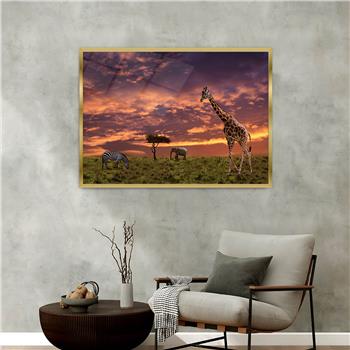 Aluminium Omlijste Natuur Thema Geharde Glasschilderij 091