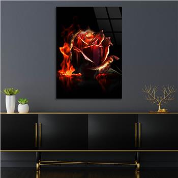 Dikey Sanat Temalı Cam Tablo 473