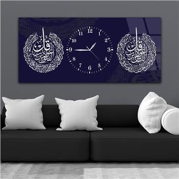 Tableau en verre à thème religieux avec horloge centrale horizontale  071