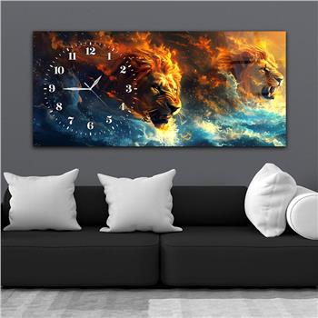 Yatay Saatli Yandan Sanat Temalı Cam Tablo 372