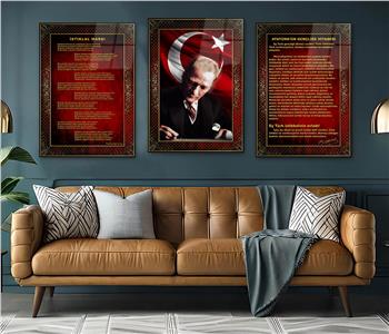  3lü Set VatanTemalı Cam Tablo 20