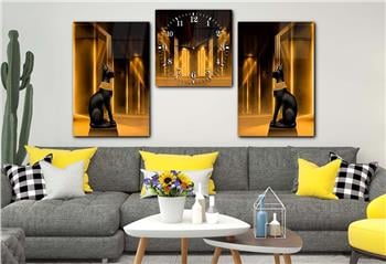 SANAT TEMALI CAM TABLO SAAT SETİ 