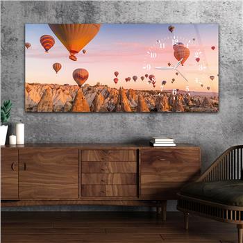 Horizontal bedrucktes Glas mit Kunst und Naturthema und einer Uhr an der Seite 079